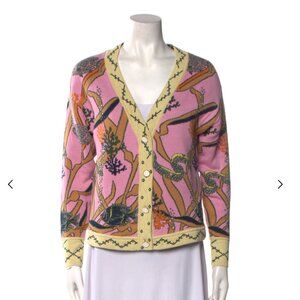 Oceanus Printed V-Neck Sweater Cardigan